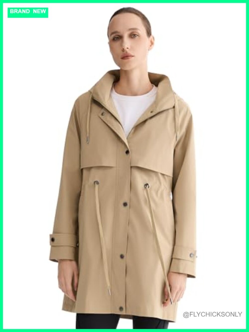 Waterproof Hooded Rain Jacket Long Lightweight Trench Coat Windbreaker